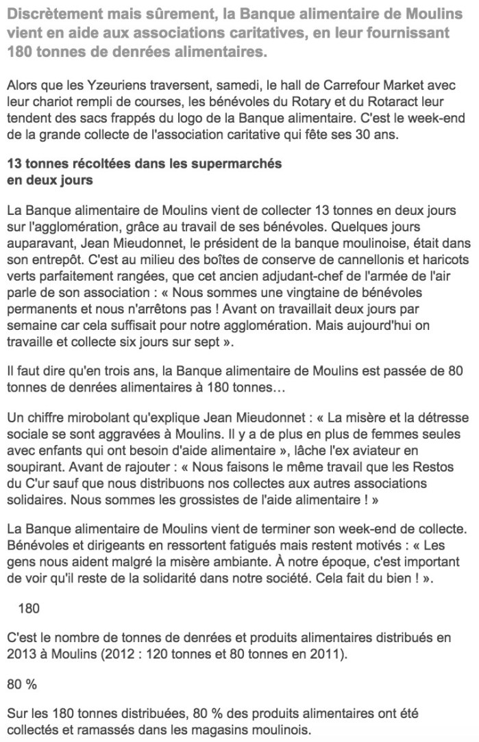 Article Journal La Montagne 01/12/14