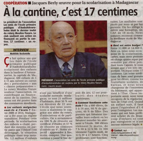 Jacques Berly en visite au Rotary de Moulins-Yzeure